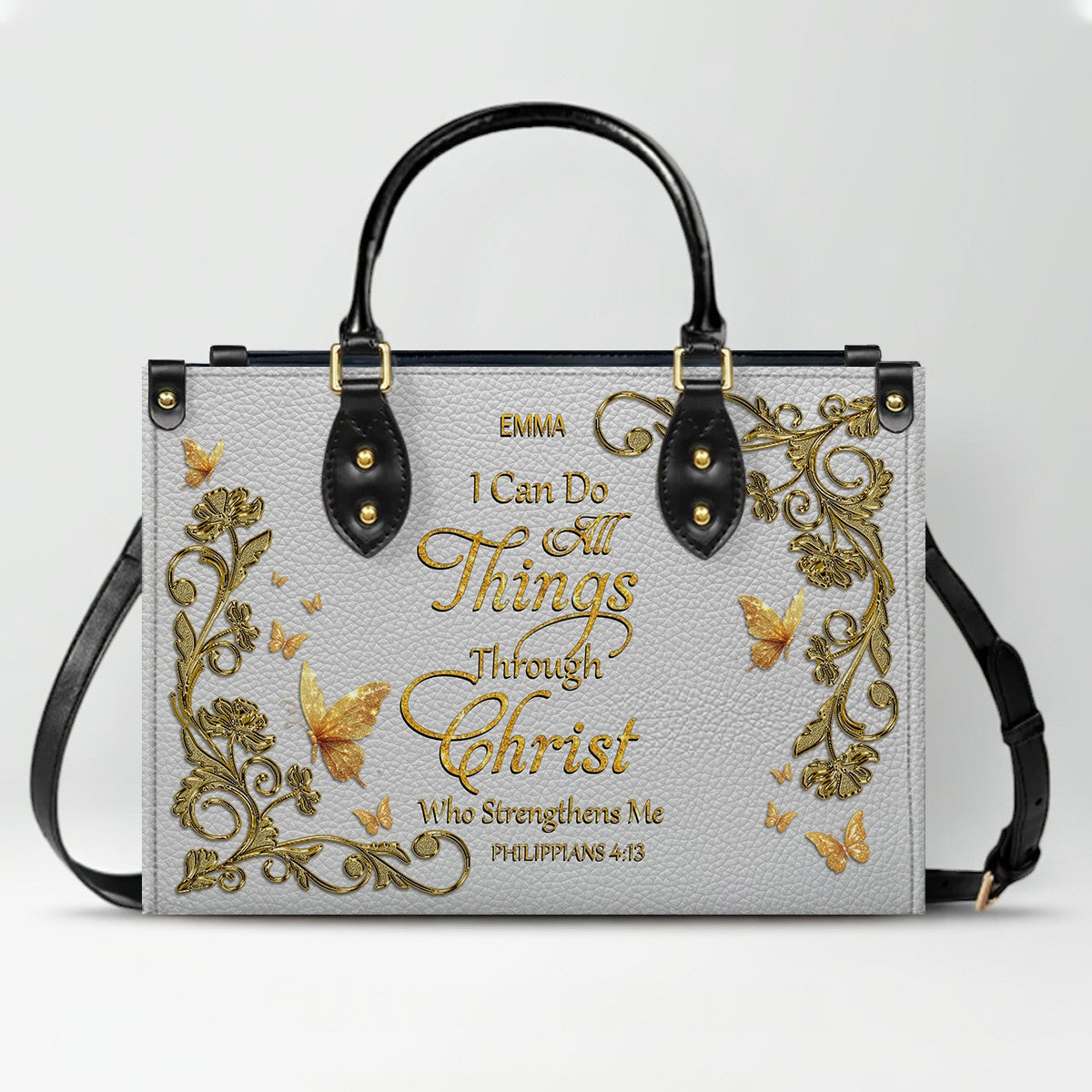 CHRISTIANARTBAG Handbags - She Who Kneels Before GOD - Custom Bible Verses Name & Color - Personalized Leather Handbag - CABLTB01040625
