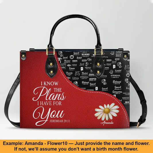 Personalized Red Leather Handbag with Custom Name & Bible Verse – CHRISTIANARTBAG Christian Gift