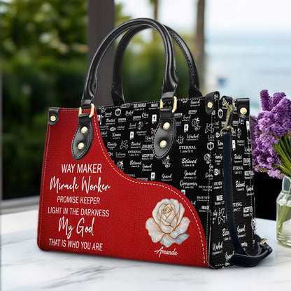 Personalized Red Leather Handbag with Custom Name & Bible Verse – CHRISTIANARTBAG Christian Gift