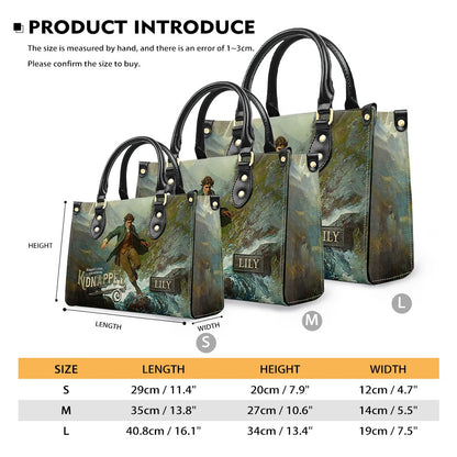 Personalized Leather Handbag – "Kidnapped" Book Cover Design | Custom Name | ChristianArtBag™
