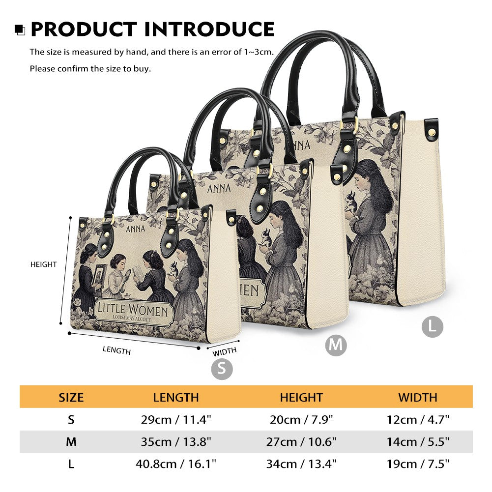 Personalized Leather Handbag – “Little Women” Book Cover Design | Custom Name | ChristianArtBag™