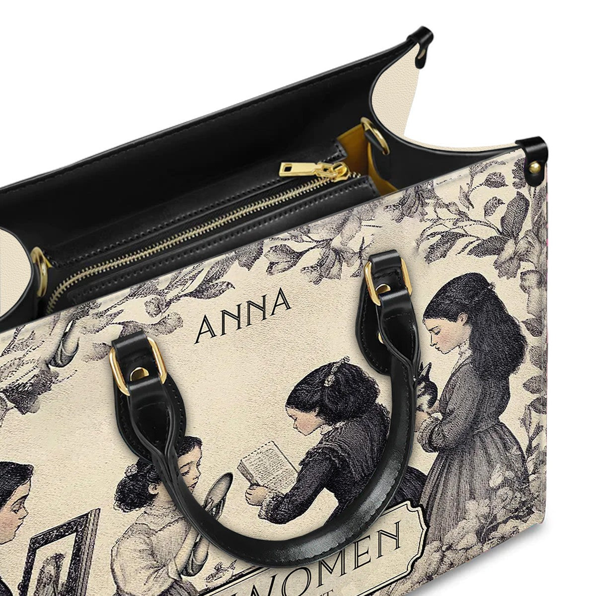 Personalized Leather Handbag – “Little Women” Book Cover Design | Custom Name | ChristianArtBag™