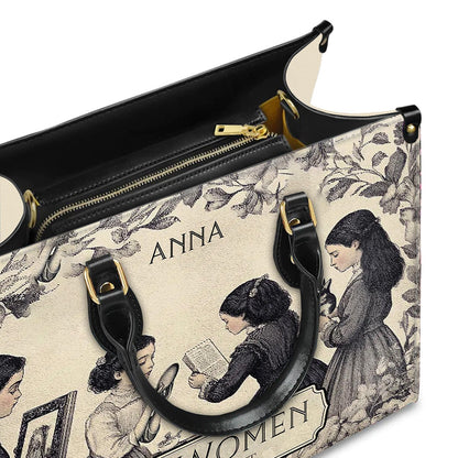Personalized Leather Handbag – “Little Women” Book Cover Design | Custom Name | ChristianArtBag™