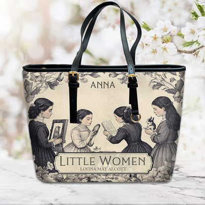 Personalized Leather Handbag – “Little Women” Book Cover Design | Custom Name | ChristianArtBag™