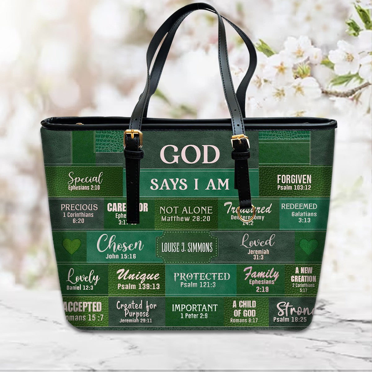 Christianartbag Handbags, God Says I Am Leather Handbag Green, Personalized Bags, Gifts for Women, Christmas Gift, CABLTB03240923.
