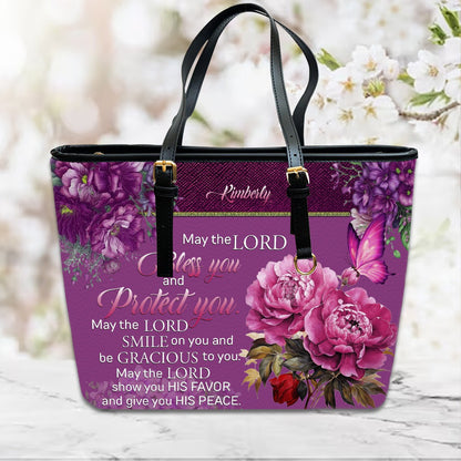 Personalized Christian Leather Handbag for Women – Bible Verse Floral Purse, Custom Name Religious Gift by CHRISTIANARTBAG