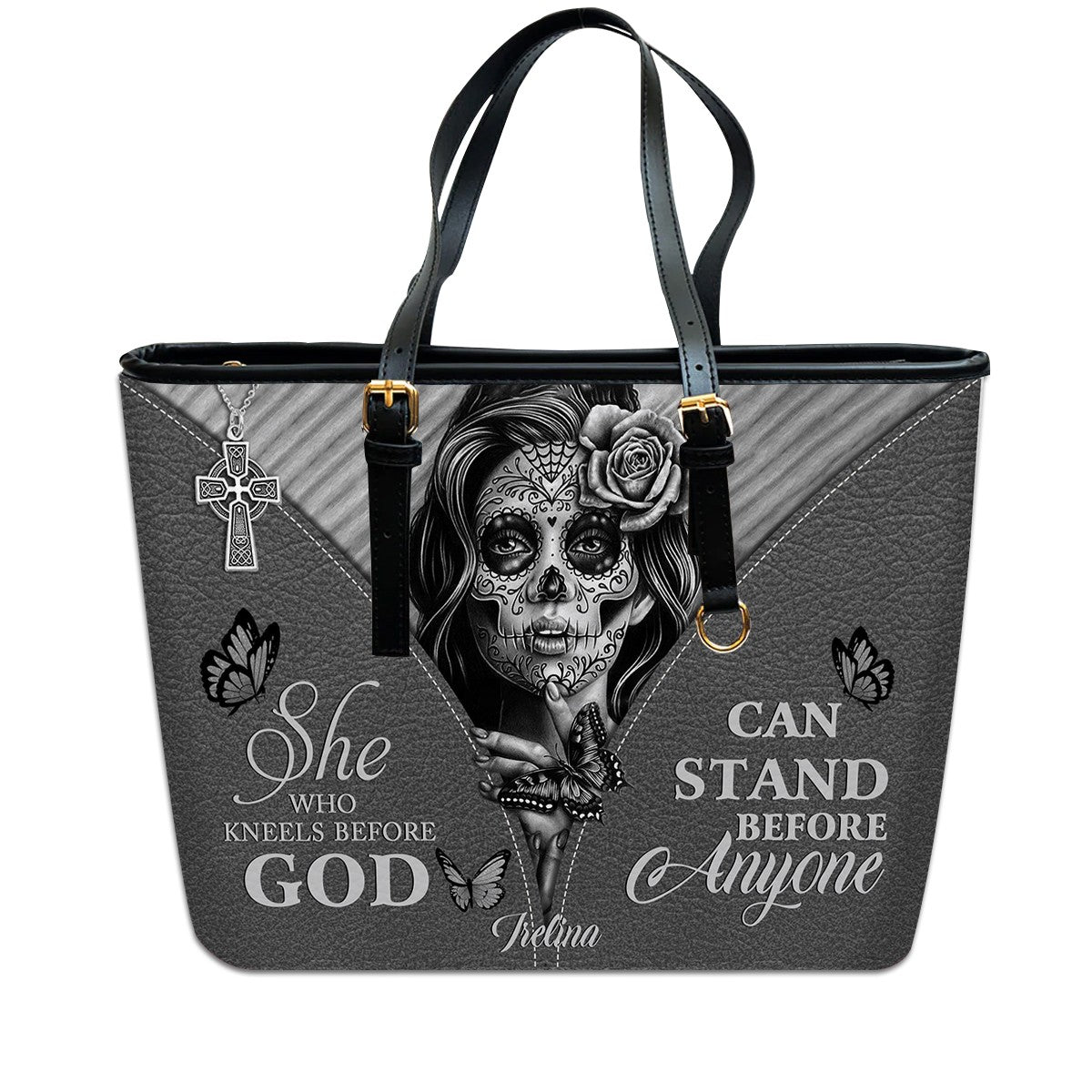 CHRISTIANARTBAG Handbags - Bless You and Protect You | Día de los Muertos Style – Mexican Sugar Skull & Bible Verse Bag for Women