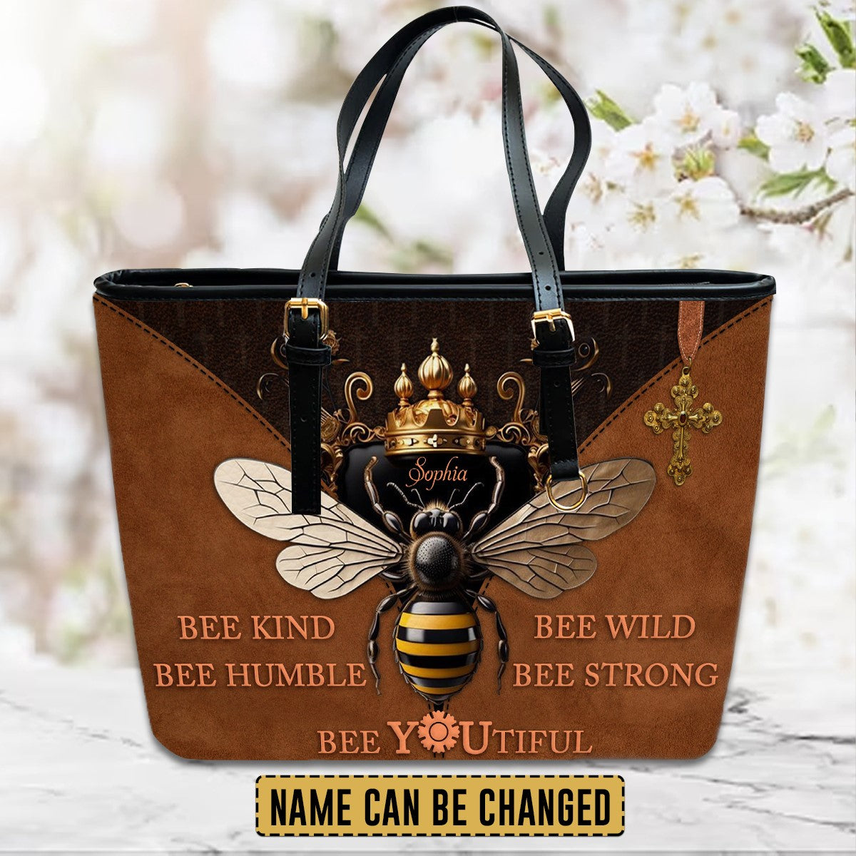 CHRISTIANARTBAG Personalized Leather Handbag - Bee Kind Bee Wild Bee Humble Bee Strong Bee You Tiful - CABLTHB01180524.