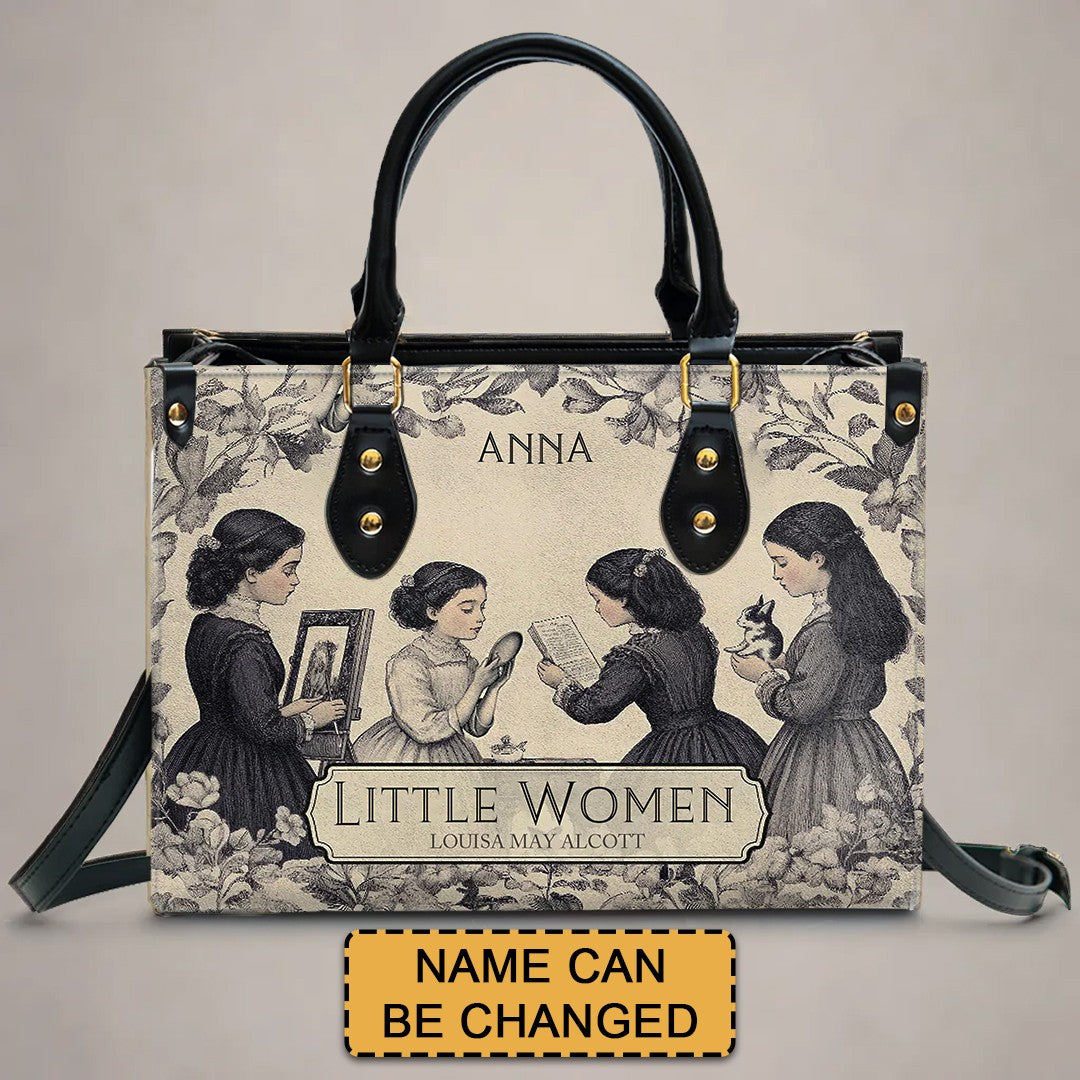 Personalized Leather Handbag – “Little Women” Book Cover Design | Custom Name | ChristianArtBag™