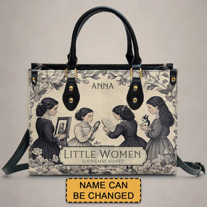 Personalized Leather Handbag – “Little Women” Book Cover Design | Custom Name | ChristianArtBag™
