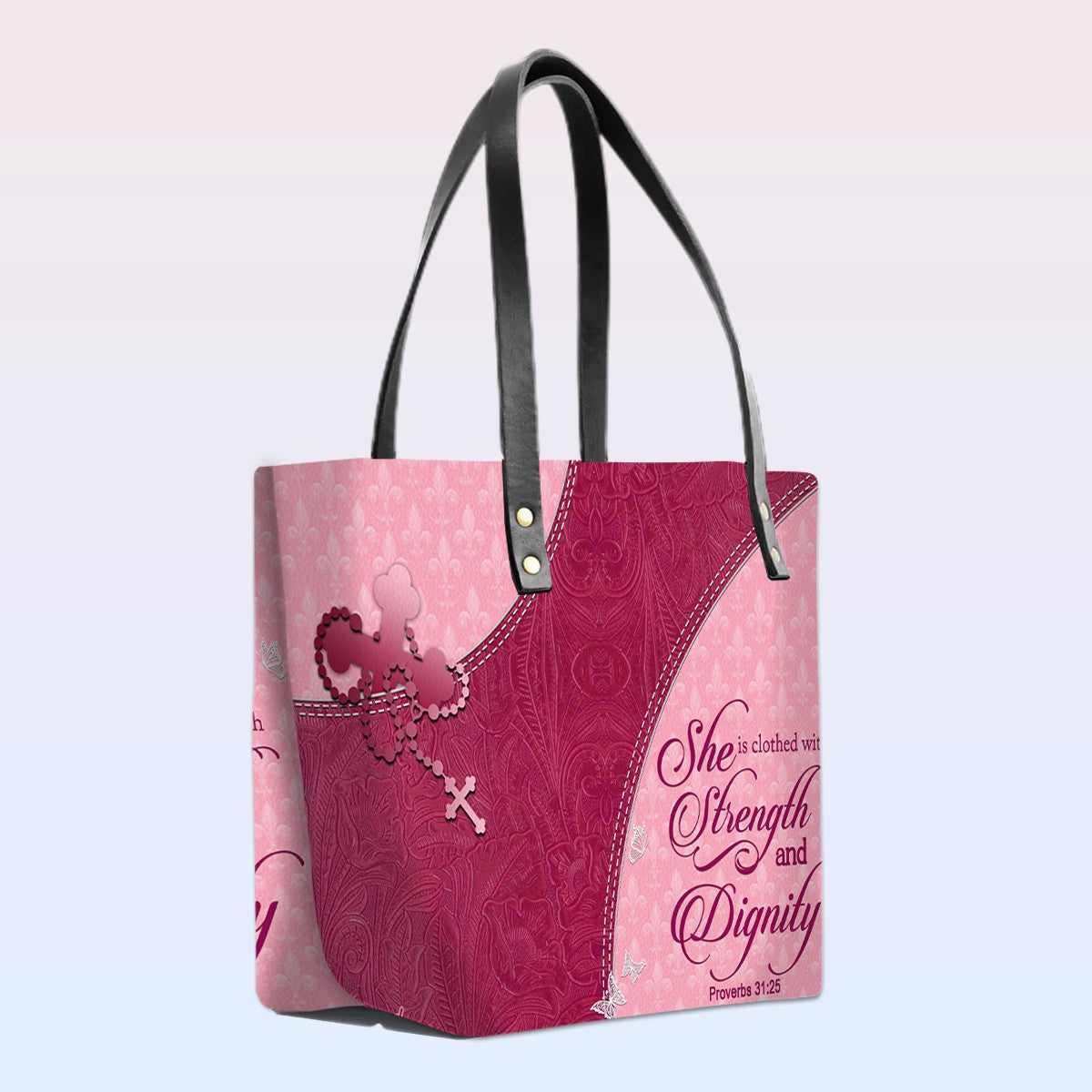 Personalized Leather Tote Bag with Personalized Name & Custom Bible Verse | CHRISTIANARTBAG Luxury Bag CAB-1121325