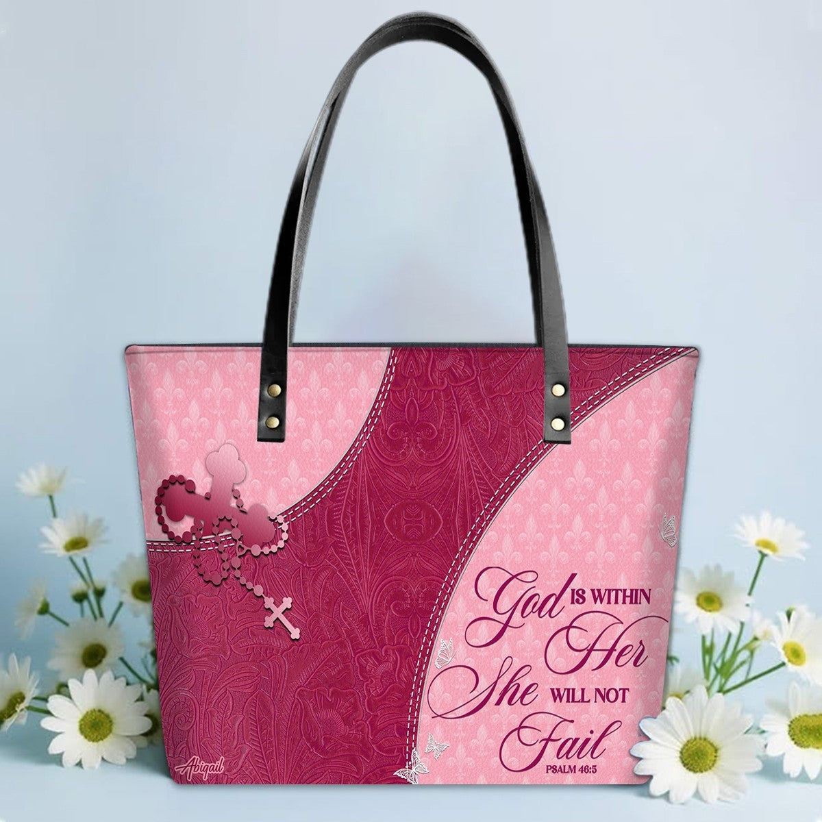 Personalized Leather Tote Bag with Personalized Name & Custom Bible Verse | CHRISTIANARTBAG Luxury Bag CAB-1121325