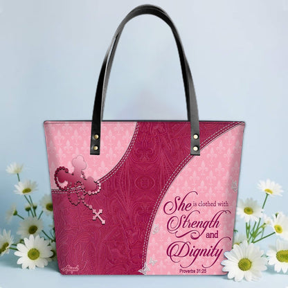 Personalized Leather Tote Bag with Personalized Name & Custom Bible Verse | CHRISTIANARTBAG Luxury Bag CAB-1121325