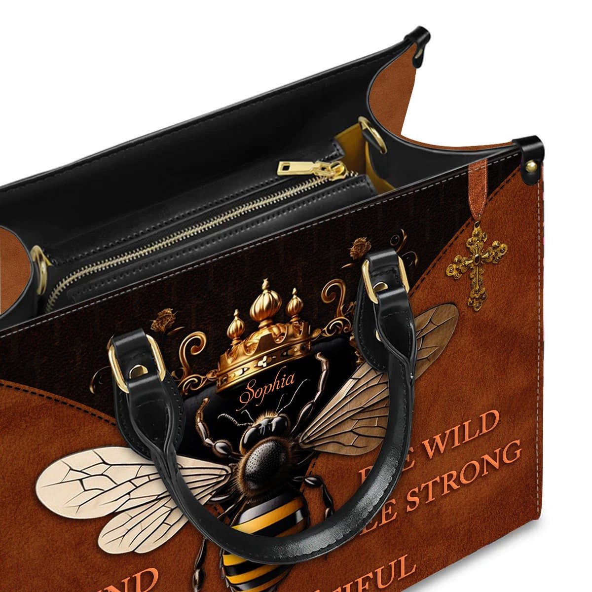 CHRISTIANARTBAG Personalized Leather Handbag - Bee Kind Bee Wild Bee Humble Bee Strong Bee You Tiful - CABLTHB01180524.