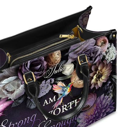 Customizable Leather Tote with Floral Design - 'Your Name' Personalized Bag by CHRISTIANARTBAG CABLTHB01150424.