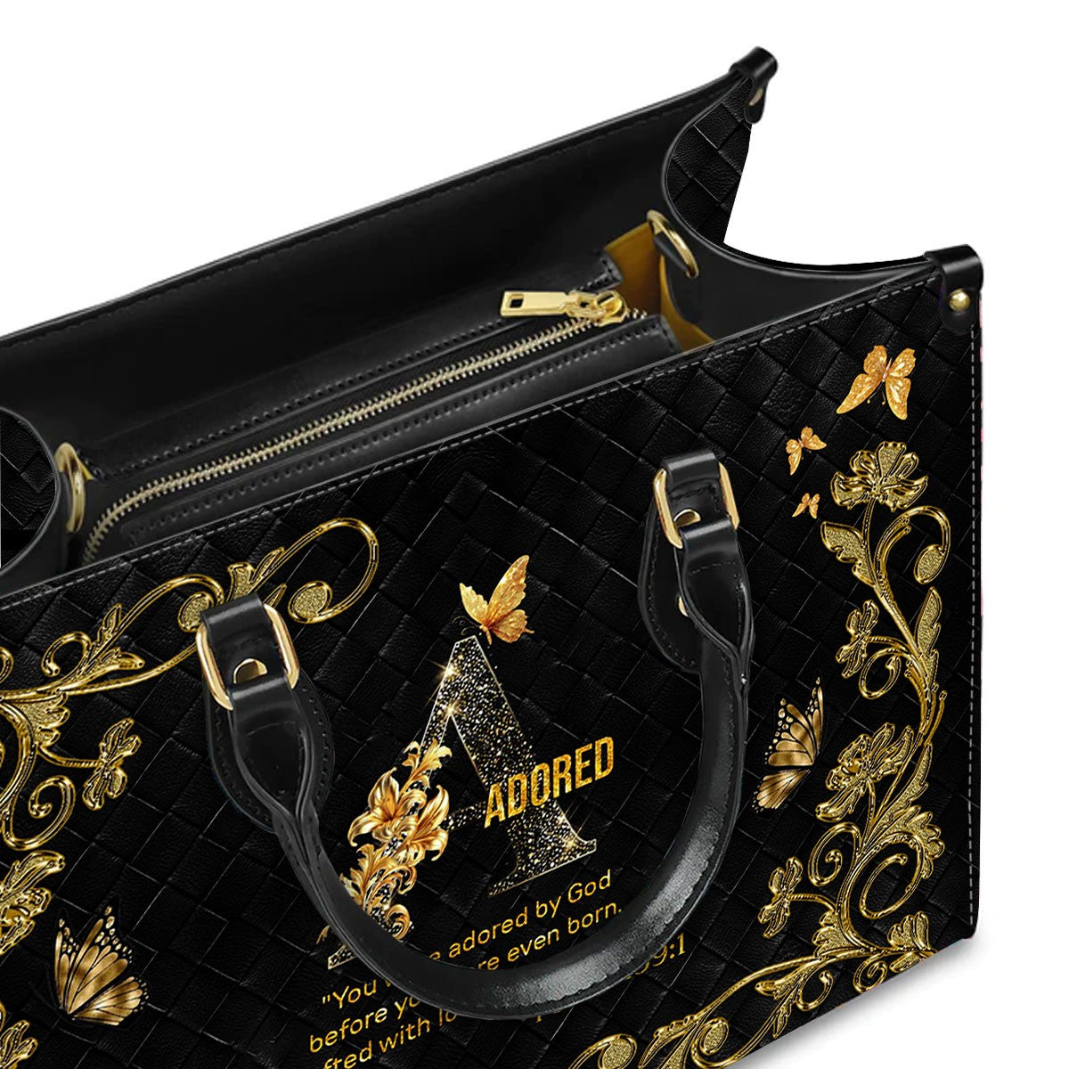 CHRISTIANARTBAG Handbags - Personalized Christian Handbag with Bible Verse – A to Z Alphabet Design – Your Letter, Your Verse, Your Faith – Inspirational Gift for Moms - CABLTB01062425