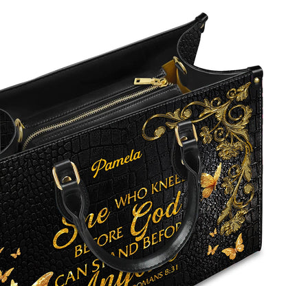 CHRISTIANARTBAG Handbags - She Who Kneels Before GOD - Custom Bible Verses Name & Color - Personalized Leather Handbag - CABLTB01040625