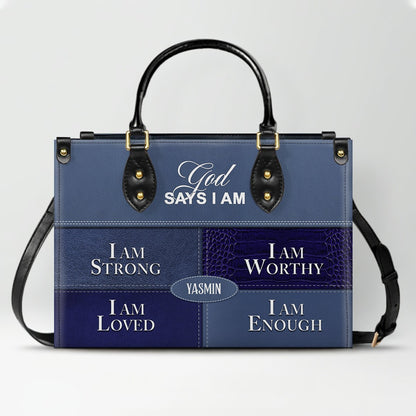 Personalized Leather Handbag, GOD Says I Am, Personalized Bags, Gifts for Women, Christmas Gift, CABLTB01111225.