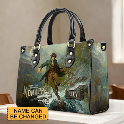 Personalized Leather Handbag – "Kidnapped" Book Cover Design | Custom Name | ChristianArtBag™
