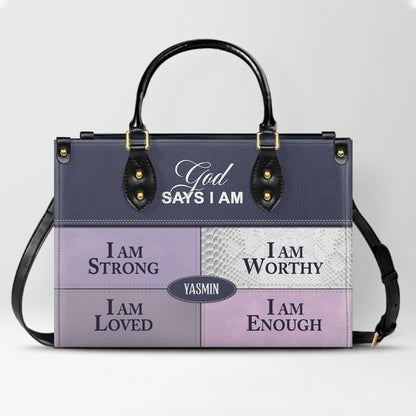 Personalized Leather Handbag, I Am Enough, I Am Loved, Personalized Bags, Gifts for Women, Christmas Gift, CABLTB01290723.