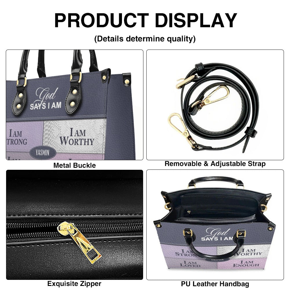 Personalized Leather Handbag, GOD Says I Am, Personalized Bags, Gifts for Women, Christmas Gift, CABLTB01111225.
