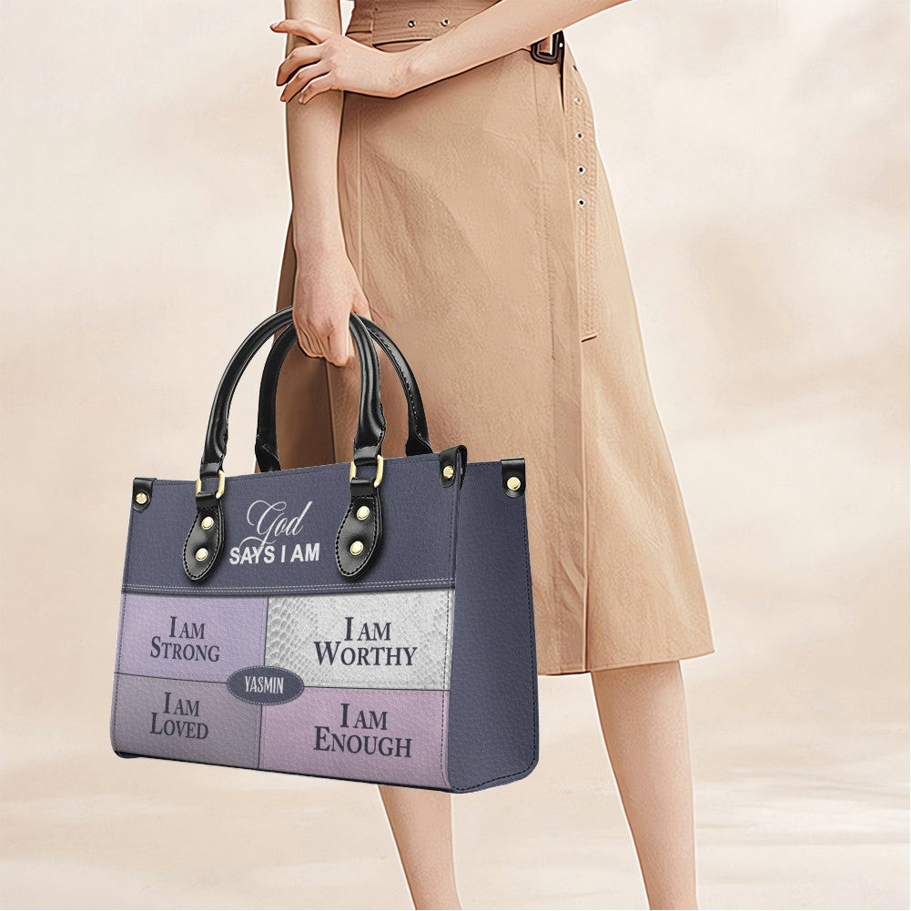 Personalized Leather Handbag, GOD Says I Am, Personalized Bags, Gifts for Women, Christmas Gift, CABLTB01111225.