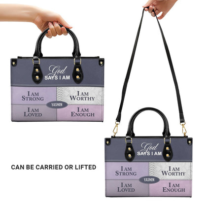 Personalized Leather Handbag, GOD Says I Am, Personalized Bags, Gifts for Women, Christmas Gift, CABLTB01111225.