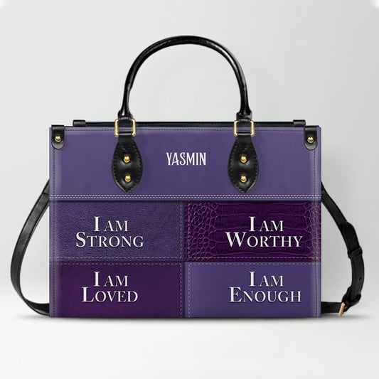 Personalized Leather Handbag, I Am Enough, I Am Loved, Personalized Bags, Gifts for Women, Christmas Gift, CABLTB01290723.