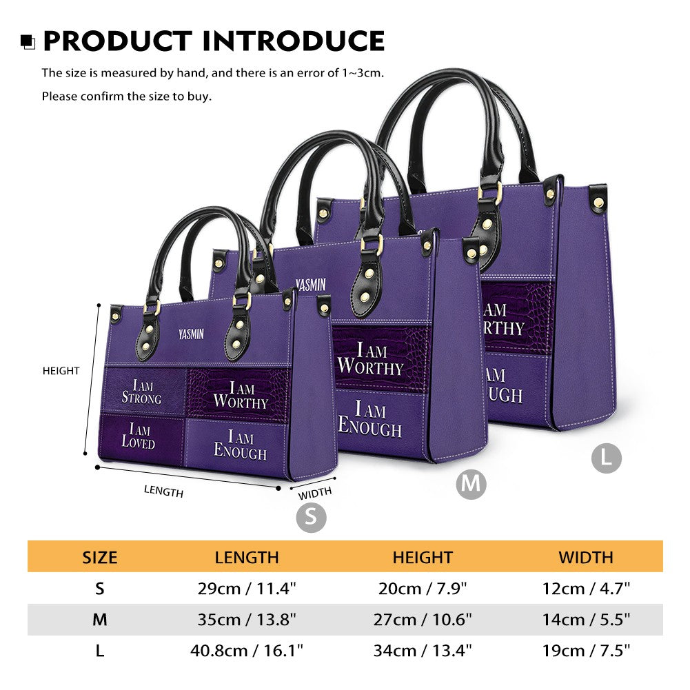 Personalized Leather Handbag, I Am Enough, I Am Loved, Personalized Bags, Gifts for Women, Christmas Gift, CABLTB01290723.
