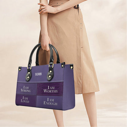 Personalized Leather Handbag, I Am Enough, I Am Loved, Personalized Bags, Gifts for Women, Christmas Gift, CABLTB01290723.