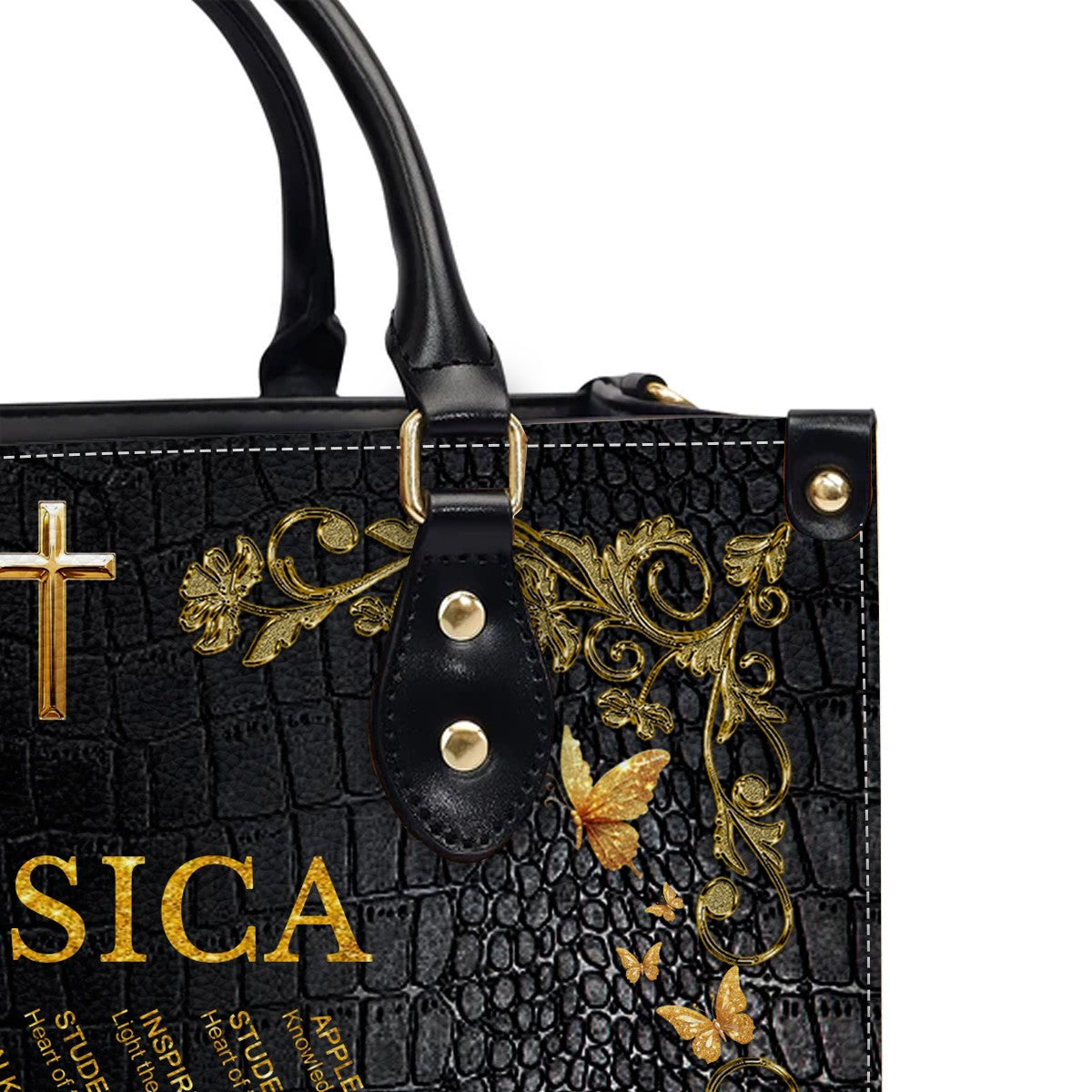 Personalized Leather Handbag for Teachers - Custom Name & Career Acrostic Alphabet Gift