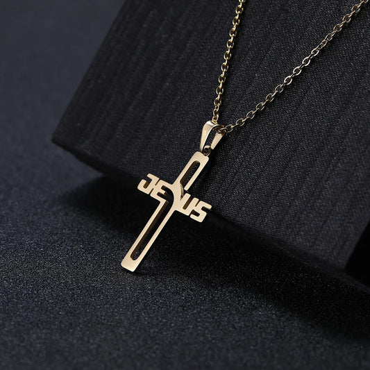 Christianartbag Jewelry, Jesus Cross Hollow Pendant Necklaces for Women Men Christian Chocker Wholesale Stainless Steel Jewelry,CABJWL03270723 - Christian Art Bag