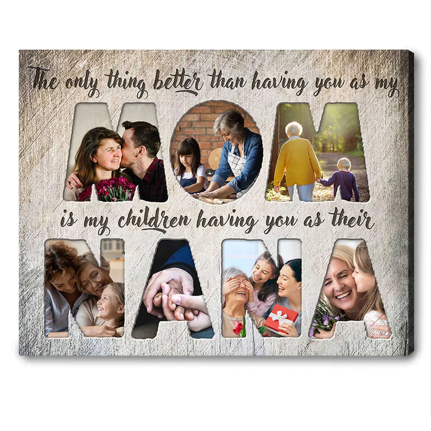 Cherished Memories Multi-Photo Canvas Print - CHRISTIANARTBAG | 'Best Mom & Grandmother' Personalized Wall Art