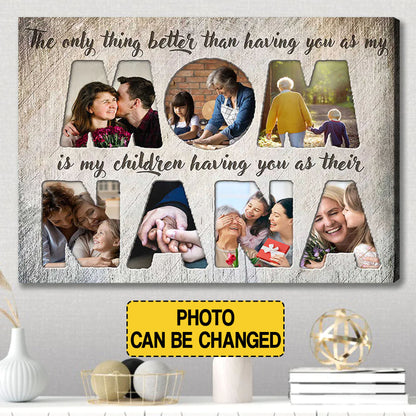 Cherished Memories Multi-Photo Canvas Print - CHRISTIANARTBAG | 'Best Mom & Grandmother' Personalized Wall Art