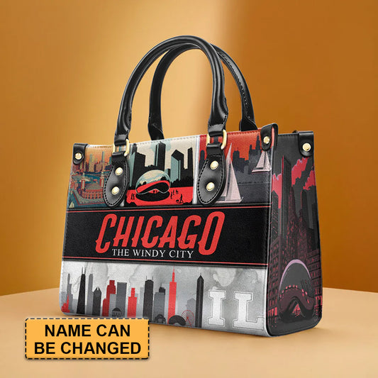 Chicago Windy City Custom Leather Tote - CHRISTIANARTBAG Metropolitan Elegance - CABLTHB20310324.