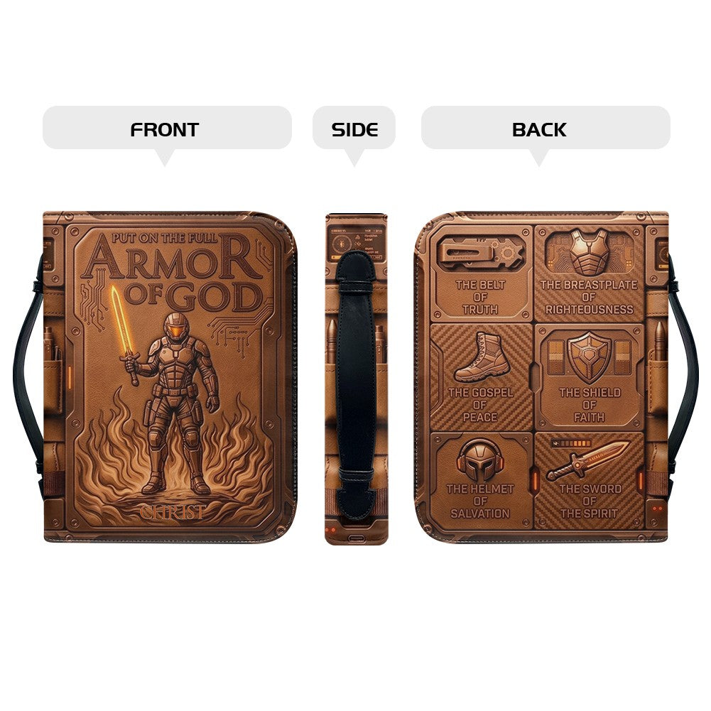 Personalized Bible Cover Armor of God | Custom Name Leather Bible Case with Handle | Christian Gift for Men Women | CHRISTIANARTBAG BLACK02060926