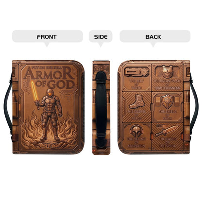 Personalized Bible Cover Armor of God | Custom Name Leather Bible Case with Handle | Christian Gift for Men Women | CHRISTIANARTBAG BLACK02060926