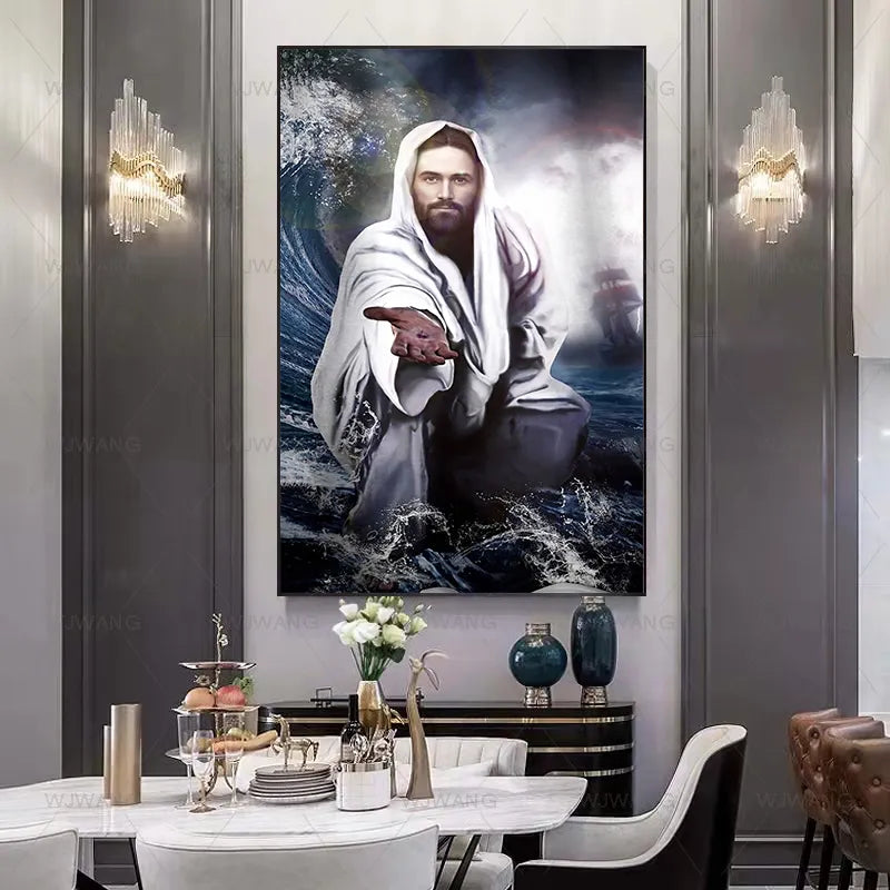 Christianartbag Home Decor, Jesus retro art illustration tapestry home wall decoration hippie bohemian decoration yoga mat sheets aesthetic room decoration - Christian Art Bag