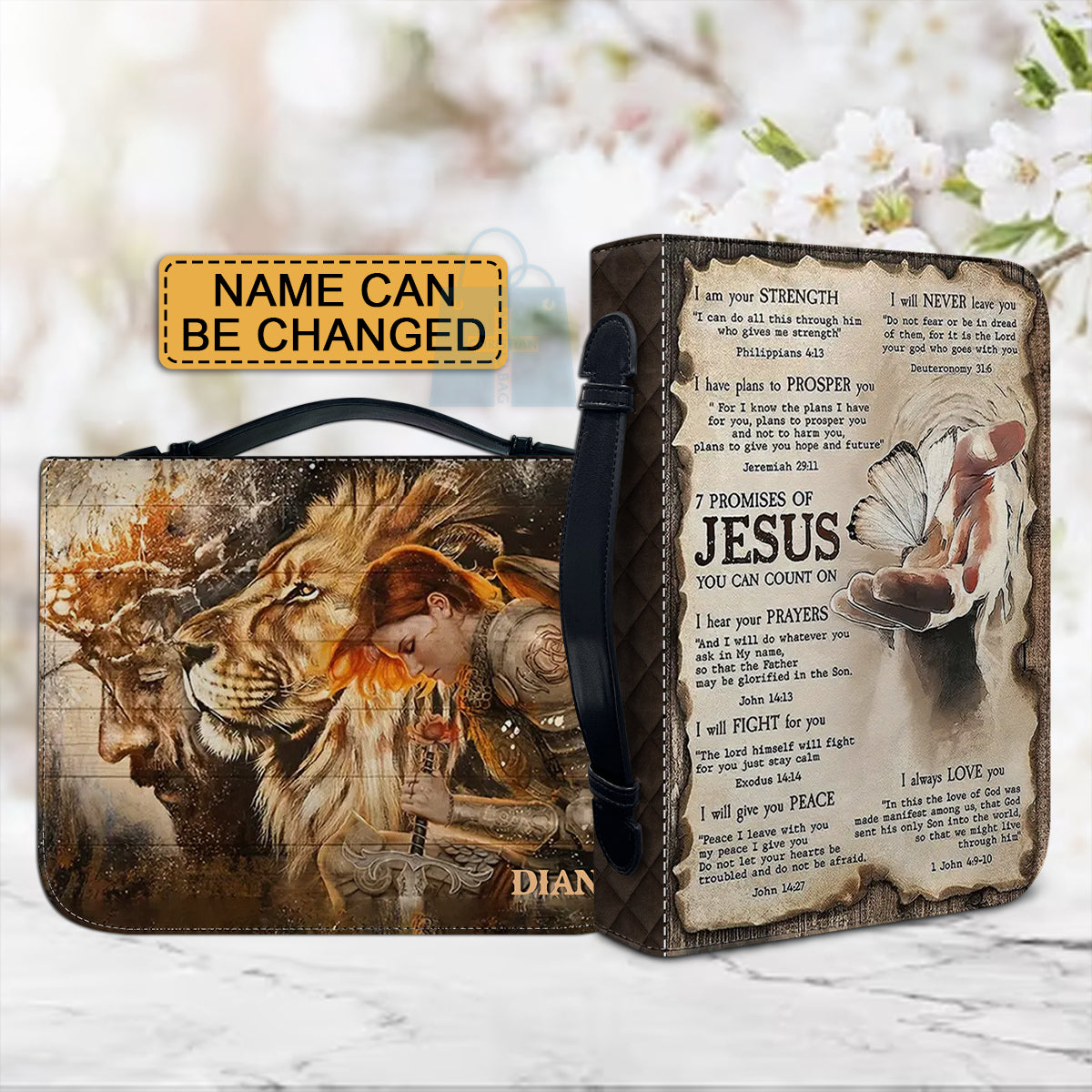 Christianartbag Bible Cover, 7 Promises Of Jesus Bible Cover, Personalized Bible Cover, Warrior Bible Cover, Christian Gifts, CAB01200124. - Christian Art Bag