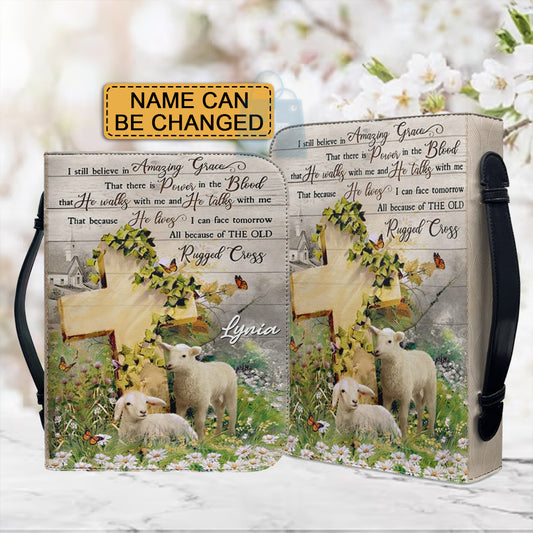 Christianartbag Bible Cover, Amazing Grace Bible Cover, Personalized Bible Cover, Cross Sheep Bible Cover, Christian Gifts, CAB16210224.