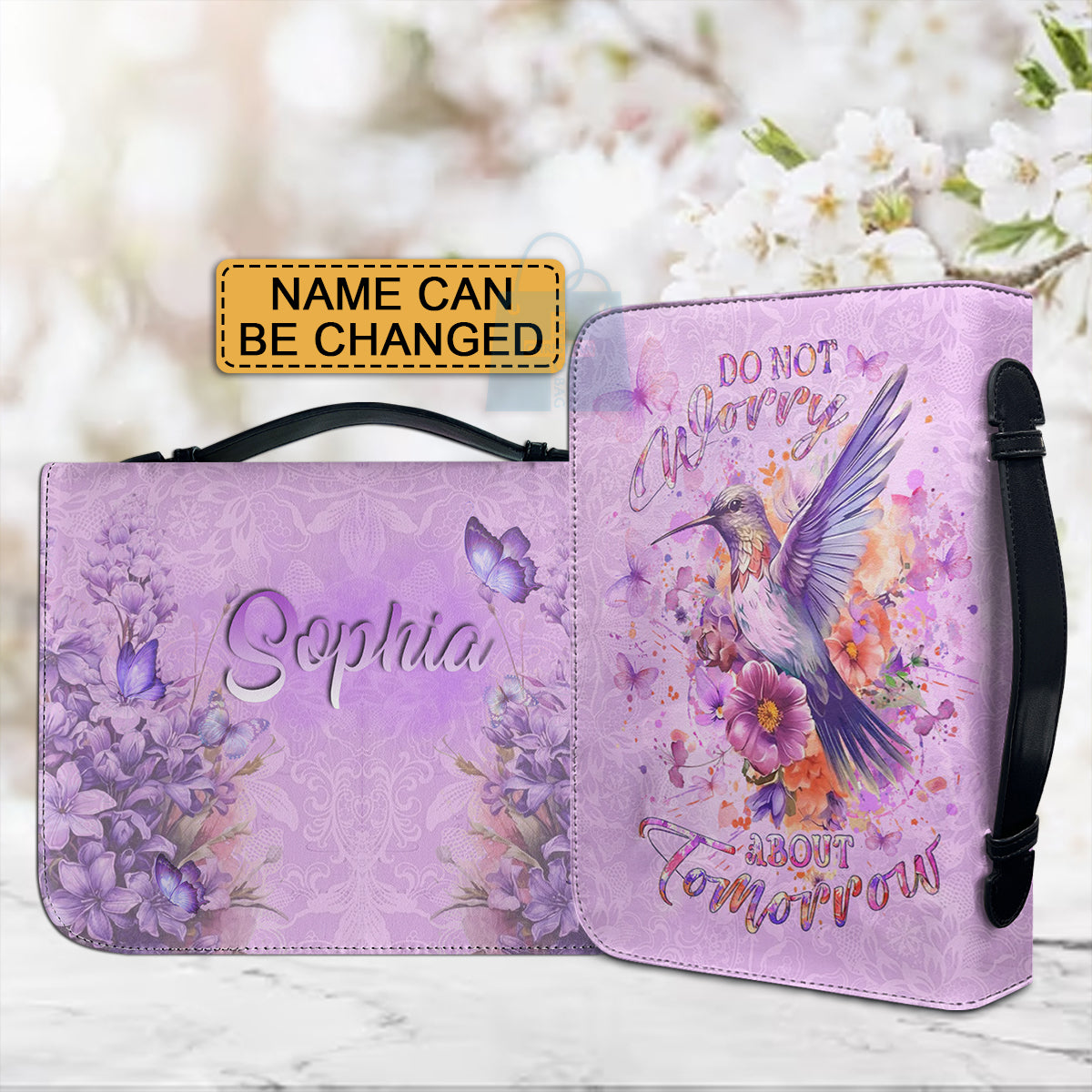 Christianartbag Bible Cover, Do Not Worry About Tomorrow Bible Cover, Personalized Bible Cover, Hummingbird Purple Bible Cover, Christian Gifts, CAB01060124. - Christian Art Bag