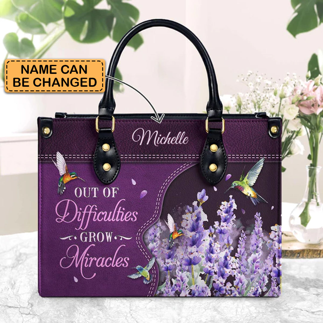 Christianartbag Handbags, Out Of Difficulties Grow Miracles 1 Peter 5 10 Hummingbird Lavender, Handbag Design, Monogram Leather Handbag, Gifts for Women, CABLTB07271223. - Christian Art Bag