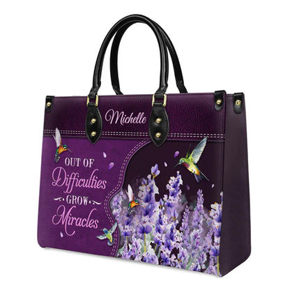 Christianartbag Handbags, Out Of Difficulties Grow Miracles 1 Peter 5 10 Hummingbird Lavender, Handbag Design, Monogram Leather Handbag, Gifts for Women, CABLTB07271223. - Christian Art Bag