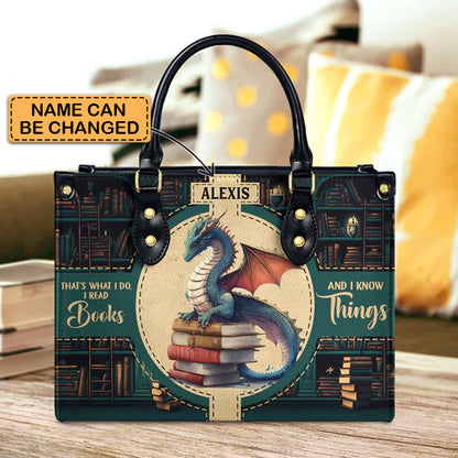 Christianartbag Handbags, Thats What I Do I Read Books And I Know Things, Handbag Design, Dragon Book Leather Handbag, Gifts for Women, CABLTB08271223. - Christian Art Bag