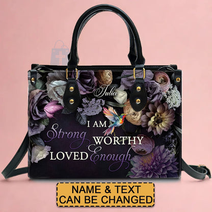 Customizable Leather Tote with Floral Design - 'Your Name' Personalized Bag by CHRISTIANARTBAG CABLTHB01150424.