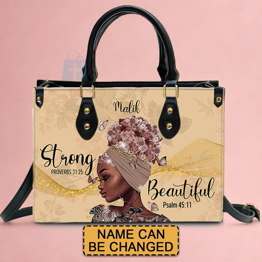 CHRISTIANARTBAG Personalized Leather Handbag - I Am Strong and Beautiful - CABLTHB01150524.