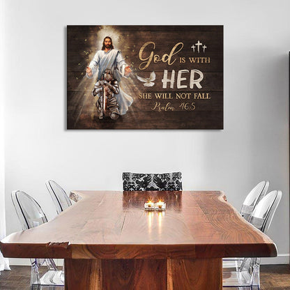 Christianartbag Home Decor, God Is With Her Canvas – Jesus And Warrior Dove Canvas Prints – Religious Canvas Art – Christian Home Decor, CAB08270224.