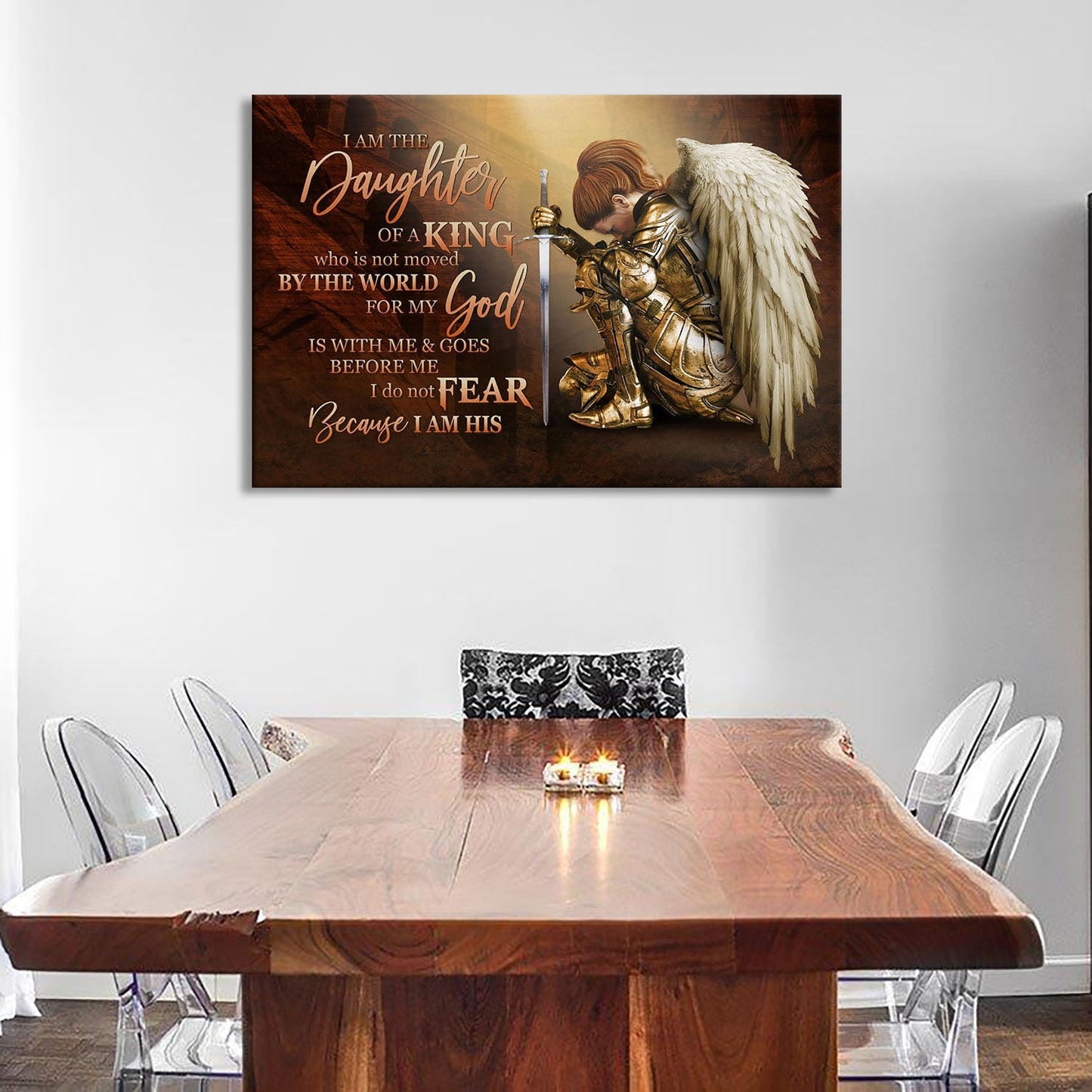 Christianartbag Home Decor, Female Warrior I Am The Daughter Of A King Canvas Print – Inspirational Canvas Art – Scripture Wall Art, CAB05270224.