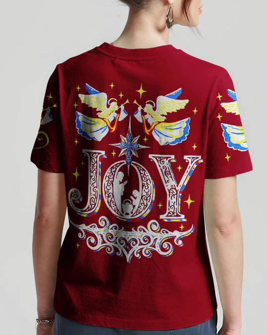 Christianartbag 3D T-Shirt For Women, Joy Christmas Women's All Over Print Shirt Women's All Over Print Shirt, Christian Shirt, Faithful Fashion, 3D Printed Shirts for Christian Women - Christian Art Bag