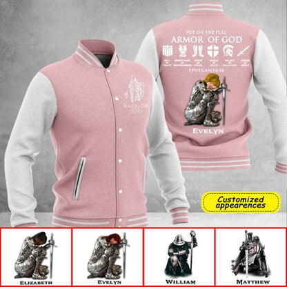 Christianartbag Baseball Jacket, Put On The Full Armor Of God Personalized Baseball Jacket, Personalized Baseball Jacket, CAB010912. - Christian Art Bag